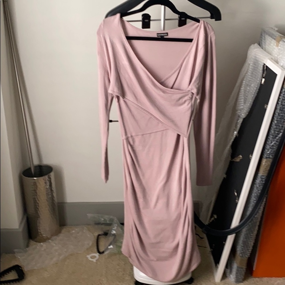Long sleeve pink sweater dress express size large